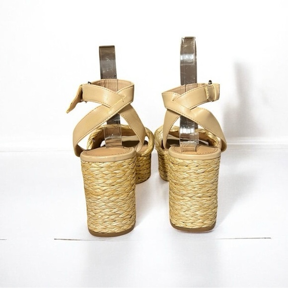 🌻NEW Marc Fisher Boho Steel Raffia Block Heel Sandal Size 9.5 - Picture 2 of 10